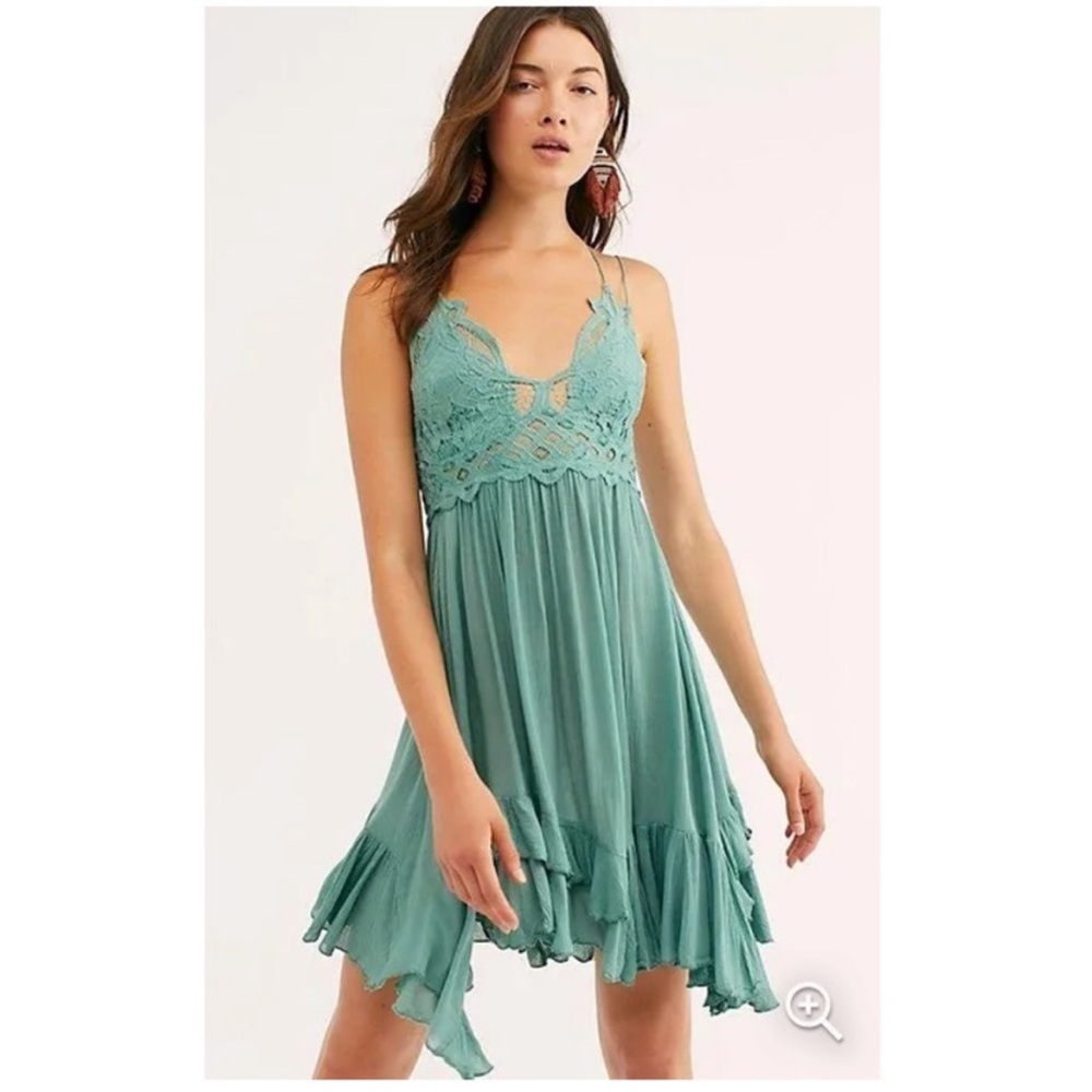 Free People FP One "Adella" Seafoam Green Mini Slip Dress Size Medium